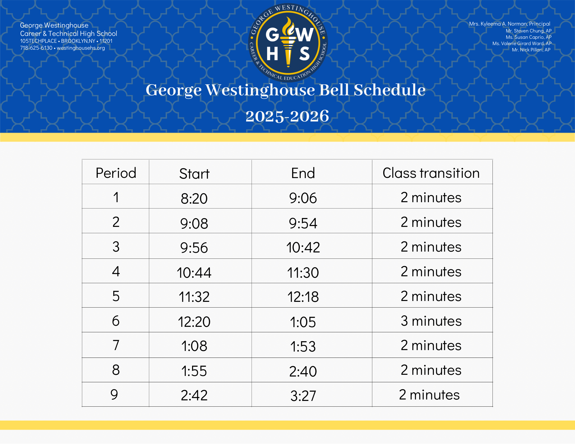 bell schedule